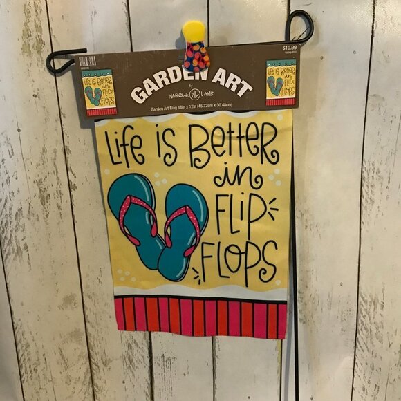 Garden Art Garden Flag 18' x 12" NEW Life is better in flip flops, summer, beach - Picture 4 of 8